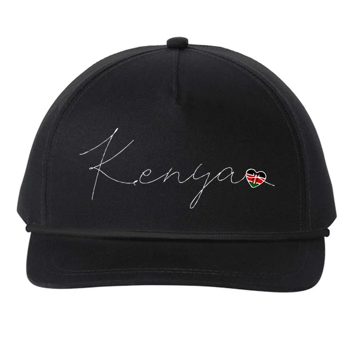 Kenya Simple Love Kenyan Flag Heart On Kenya Snapback Five-Panel Rope Hat