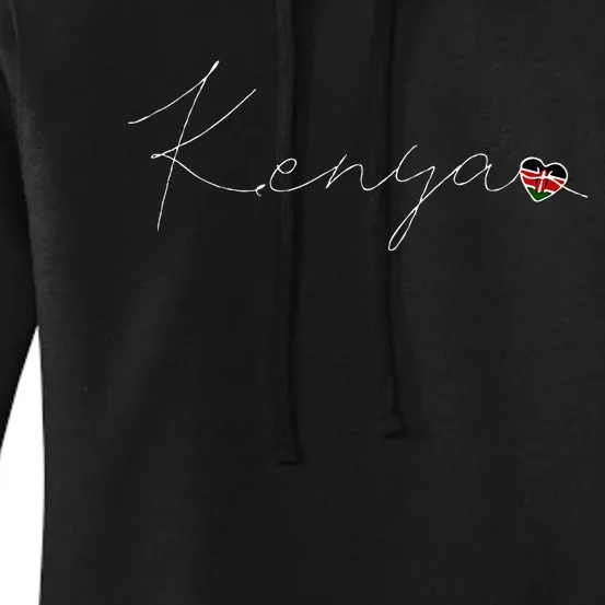 Kenya Simple Love Kenyan Flag Heart On Kenya Women's Pullover Hoodie