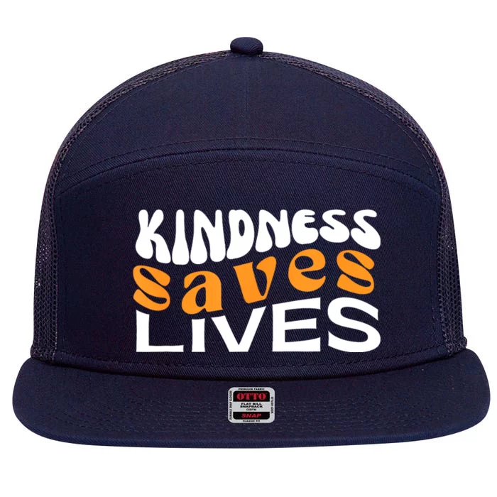 Kindness Saves Lives Mental Health Awareness Tee 7 Panel Mesh Trucker Snapback Hat