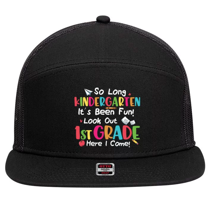 Kindergarten So Long Its Been 1st Grade Back To School 7 Panel Mesh Trucker Snapback Hat