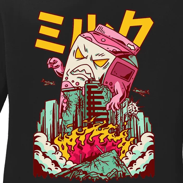 Killer Strawberry Milk Japanese Kaiju Anime Kawaii Ladies Long Sleeve Shirt