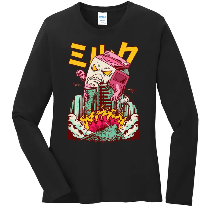 Killer Strawberry Milk Japanese Kaiju Anime Kawaii Ladies Long Sleeve Shirt