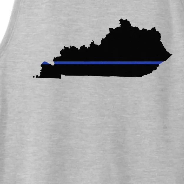 Kentucky State Map Police Law Enforcement Blue Line Ladies Tri-Blend Wicking Tank