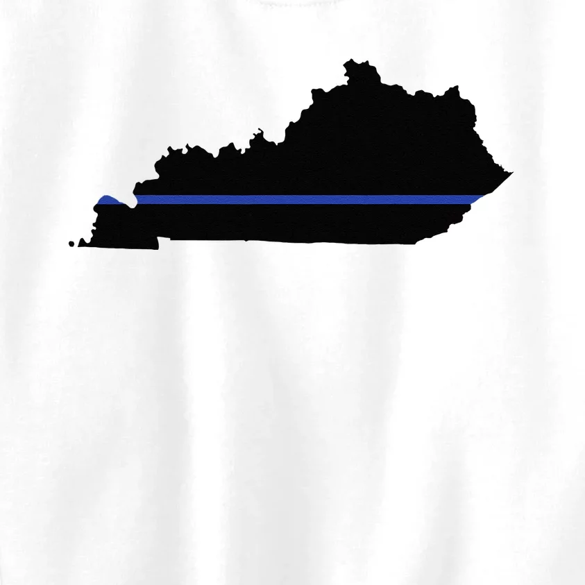 Kentucky State Map Police Law Enforcement Blue Line Kids Sweatshirt