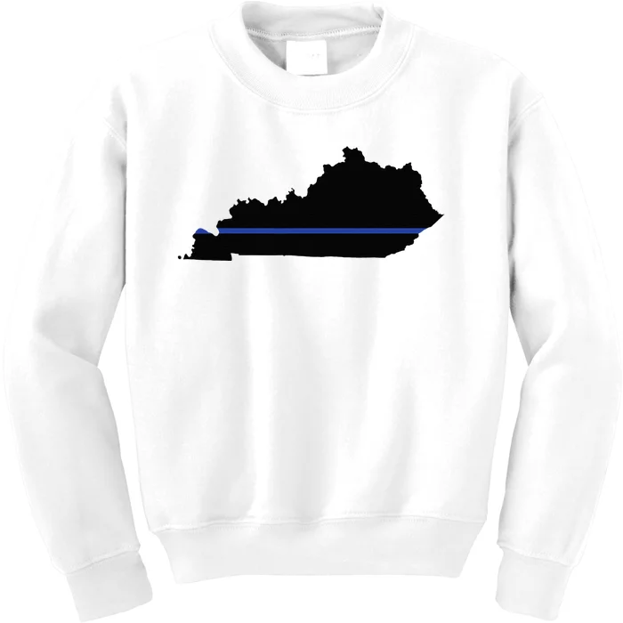 Kentucky State Map Police Law Enforcement Blue Line Kids Sweatshirt