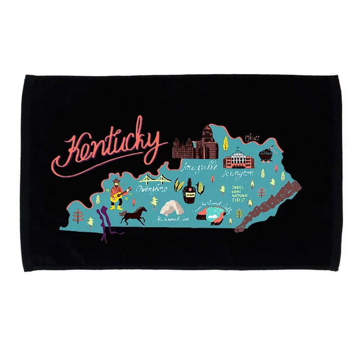 Kentucky State Map Travel Cities & Destination Souvenir Microfiber Hand Towel