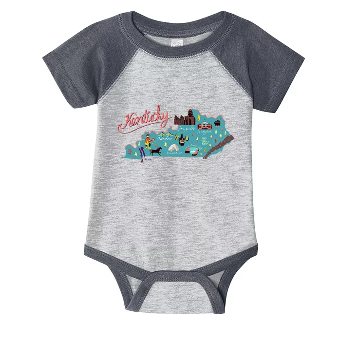 Kentucky State Map Travel Cities & Destination Souvenir Infant Baby Jersey Bodysuit