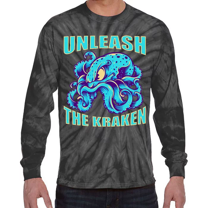 Kraken Sea Monster Vintage Unleash The Kraken Giant Kraken Tie-Dye Long Sleeve Shirt