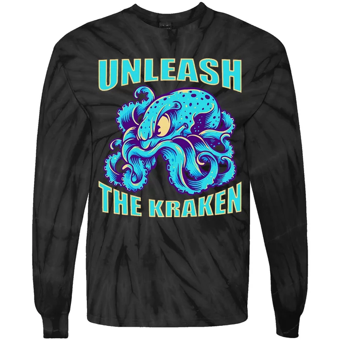 Kraken Sea Monster Vintage Unleash The Kraken Giant Kraken Tie-Dye Long Sleeve Shirt