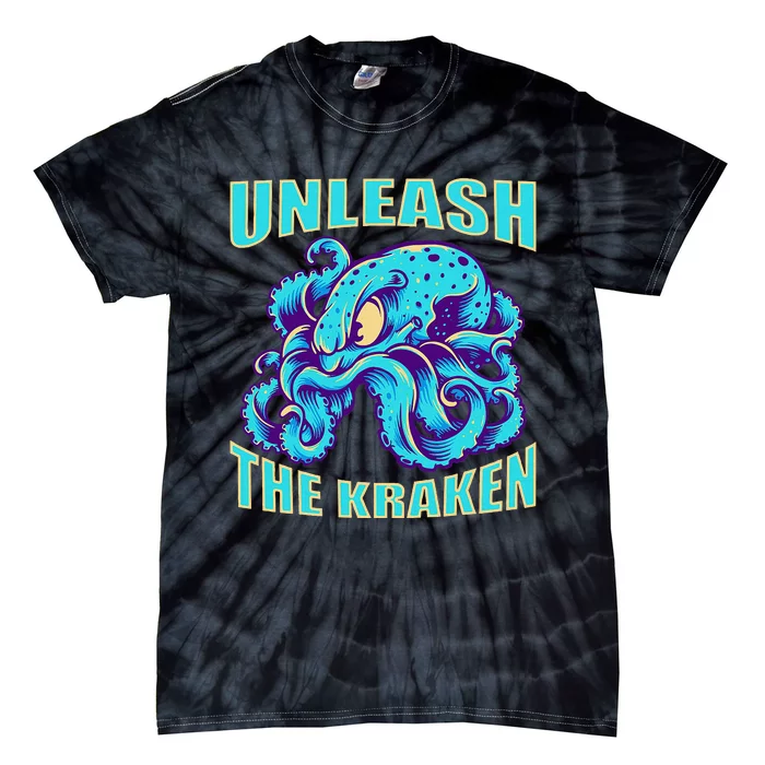 Kraken Sea Monster Vintage Unleash The Kraken Giant Kraken Tie-Dye T-Shirt