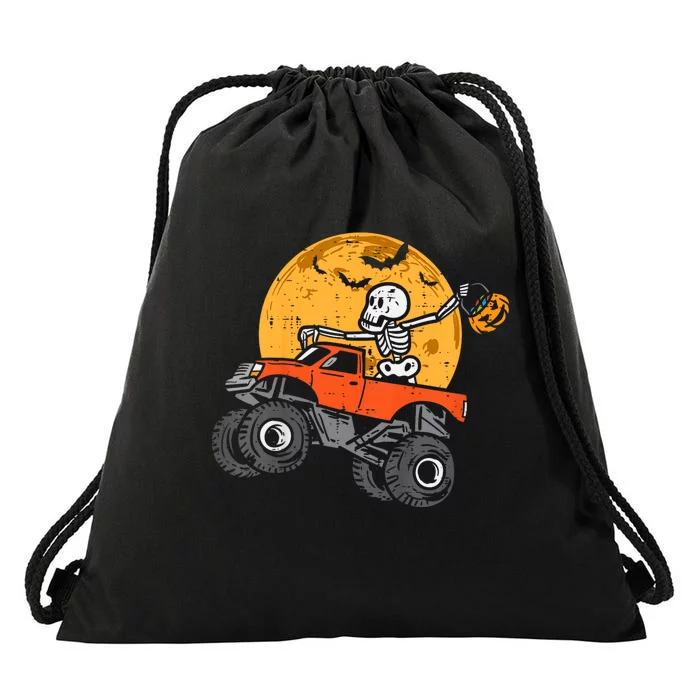 Kids Skeleton Monster Truck Moon Candy Toddler Boys Halloween Kid Drawstring Bag