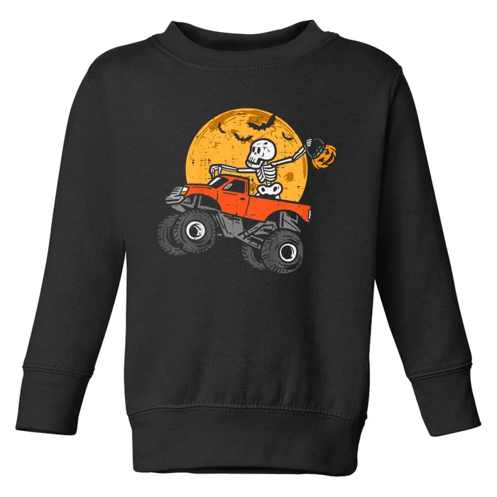 Kids Skeleton Monster Truck Moon Candy Toddler Boys Halloween Kid Toddler Sweatshirt