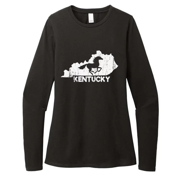 Kentucky State Map Horse Racing Lovers Womens CVC Long Sleeve Shirt