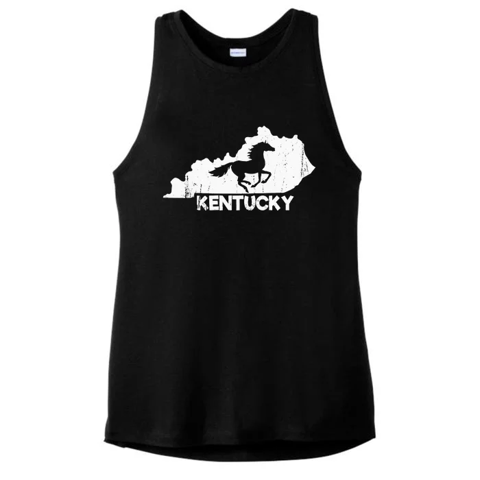 Kentucky State Map Horse Racing Lovers Rider Ladies Tri-Blend Wicking Tank