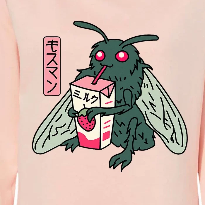 Kawaii Strawberry Milk Shake Carton Mothman Womens California Wash Sweatshirt