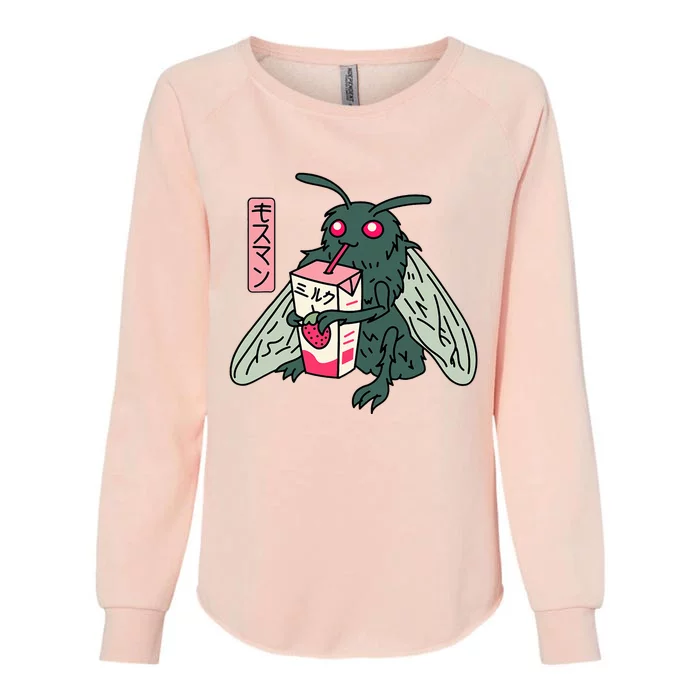 Kawaii Strawberry Milk Shake Carton Mothman Womens California Wash Sweatshirt