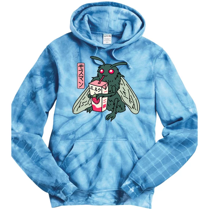 Kawaii Strawberry Milk Shake Carton Mothman Tie Dye Hoodie