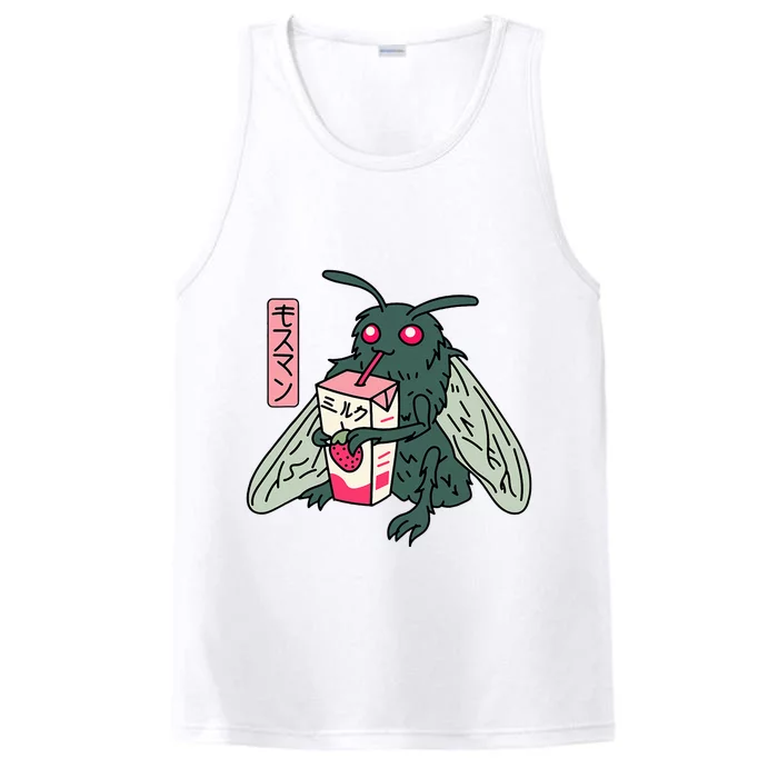 Kawaii Strawberry Milk Shake Carton Mothman Performance Tank