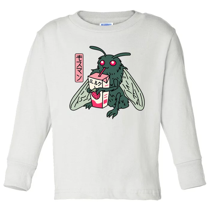 Kawaii Strawberry Milk Shake Carton Mothman Toddler Long Sleeve Shirt