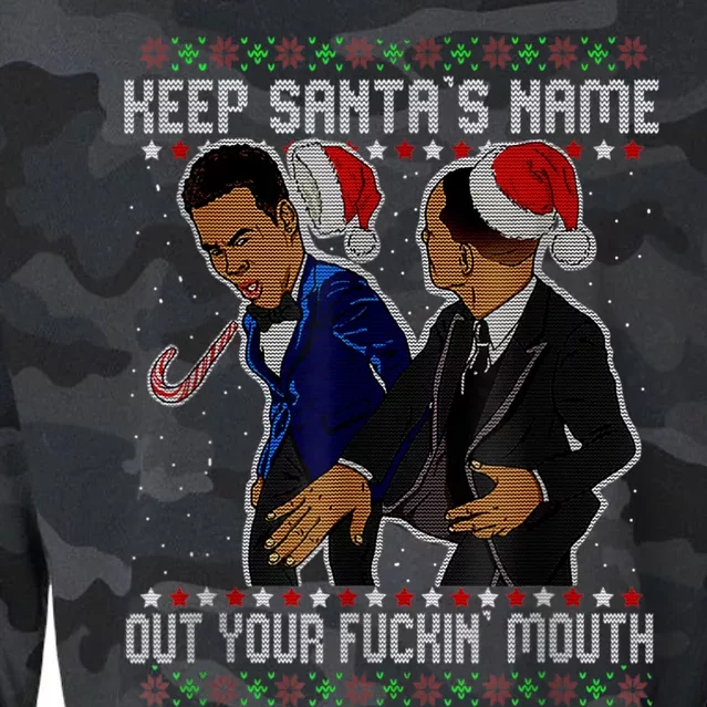 Keep Santa's Name Out Your Fckin' Mouth, Funny Christmas Cropped Pullover Crew