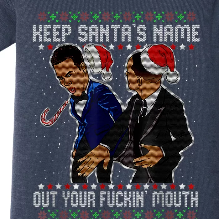 Keep Santa's Name Out Your Fckin' Mouth, Funny Christmas Baby Bodysuit