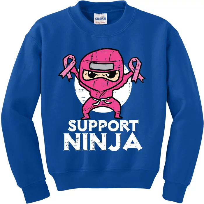 Kids Support Ninja Pink Cute Breast Cancer Awareness Kids Sweatshirt