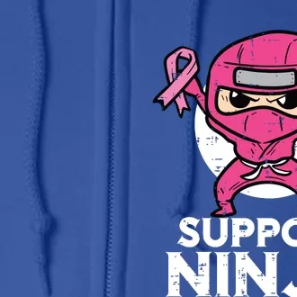 Kids Support Ninja Pink Cute Breast Cancer Awareness Full Zip Hoodie