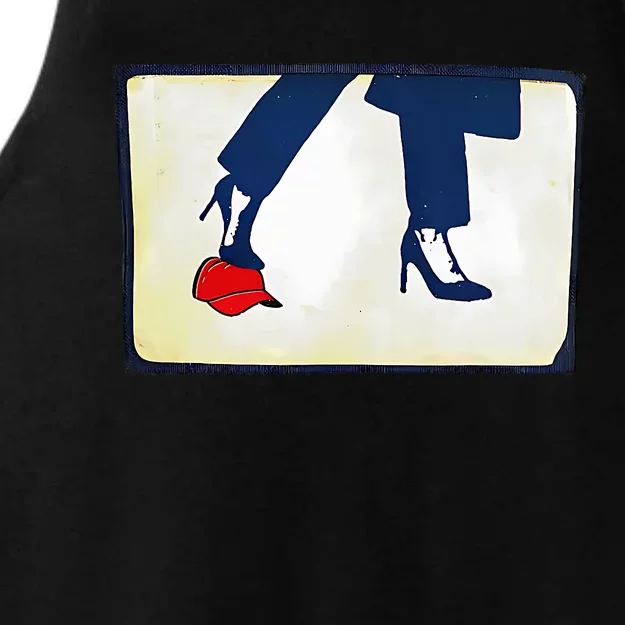 Kamala Stepping On Red Hat Funny Kamala Harris Trump 2024 Ladies Tri-Blend Wicking Tank