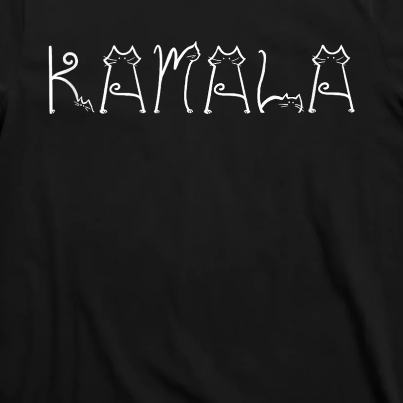 Kamala Spelled Out In White Cats Cat Ladies For Kamala 2024 T-Shirt