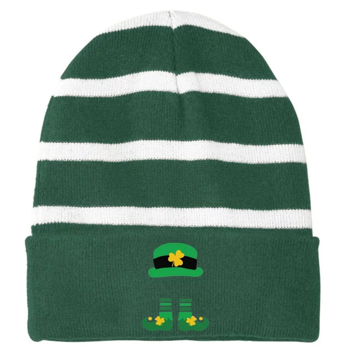 Kid Saint Patrick's Day Personalized Shirt Leprechaun Stockings And Hat Striped Beanie with Solid Band