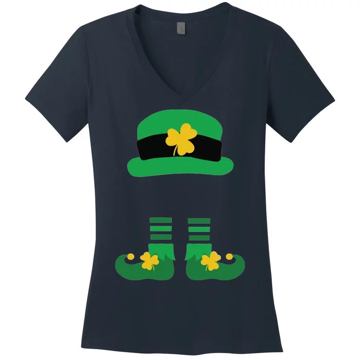 Kid Saint Patrick's Day Personalized Shirt Leprechaun Stockings And Hat Women's V-Neck T-Shirt