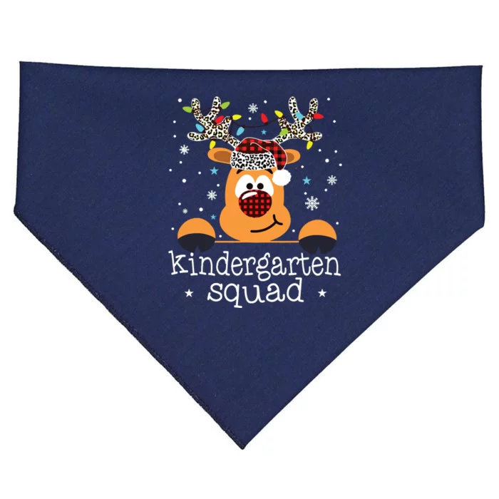 Kindergarten Squad Plaid Reindeer Santa Teacher Christmas USA-Made Doggie Bandana