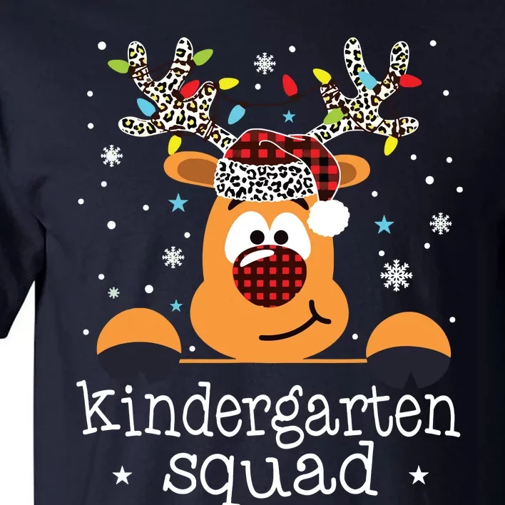 Kindergarten Squad Plaid Reindeer Santa Teacher Christmas Tall T-Shirt