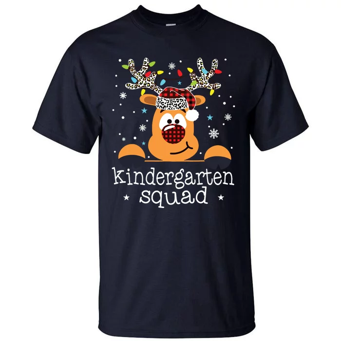 Kindergarten Squad Plaid Reindeer Santa Teacher Christmas Tall T-Shirt