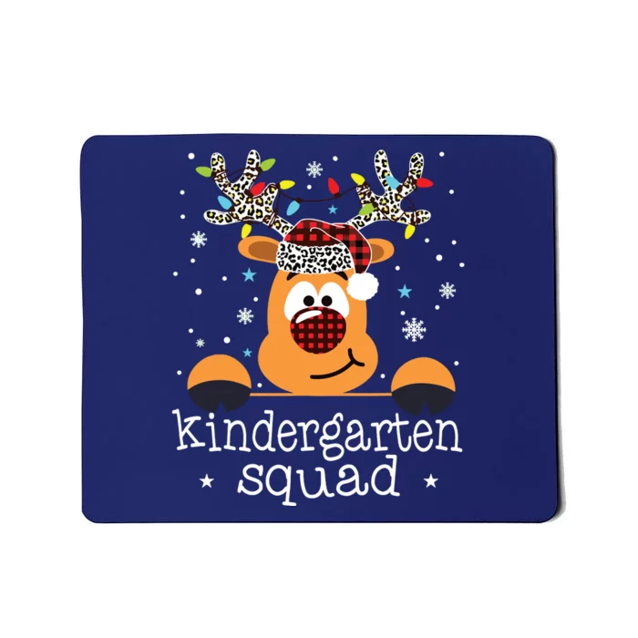 Kindergarten Squad Plaid Reindeer Santa Teacher Christmas Mousepad