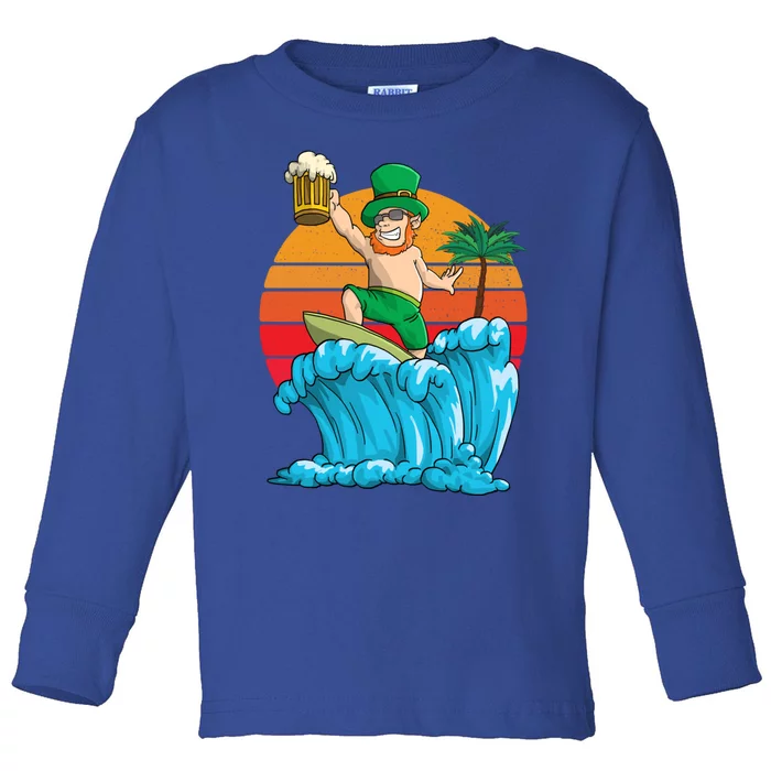 Kobold St Patricks Day Hawaiian Vintage Hawaii Surfing Funny Gift Toddler Long Sleeve Shirt