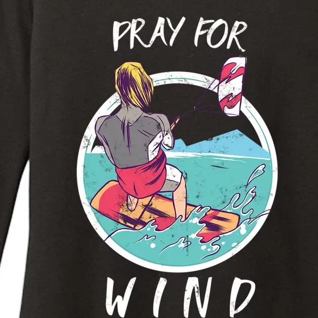 Kite Surfing Pray For Wind Water Sports Waves Graphic Gift Womens CVC Long Sleeve Shirt