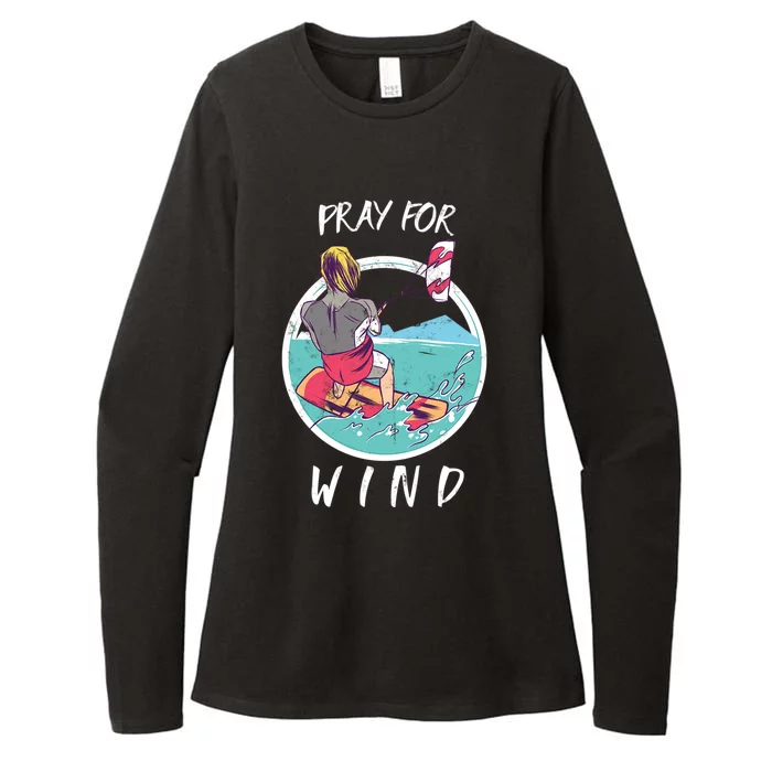 Kite Surfing Pray For Wind Water Sports Waves Graphic Gift Womens CVC Long Sleeve Shirt