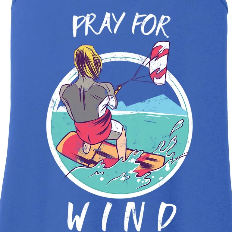 Kite Surfing Pray For Wind Water Sports Waves Graphic Gift Ladies Essential Tank