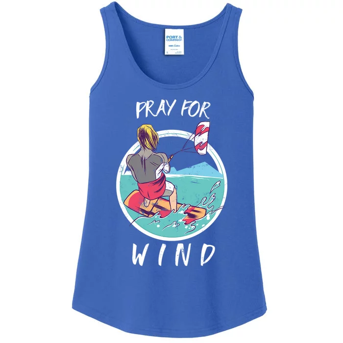 Kite Surfing Pray For Wind Water Sports Waves Graphic Gift Ladies Essential Tank