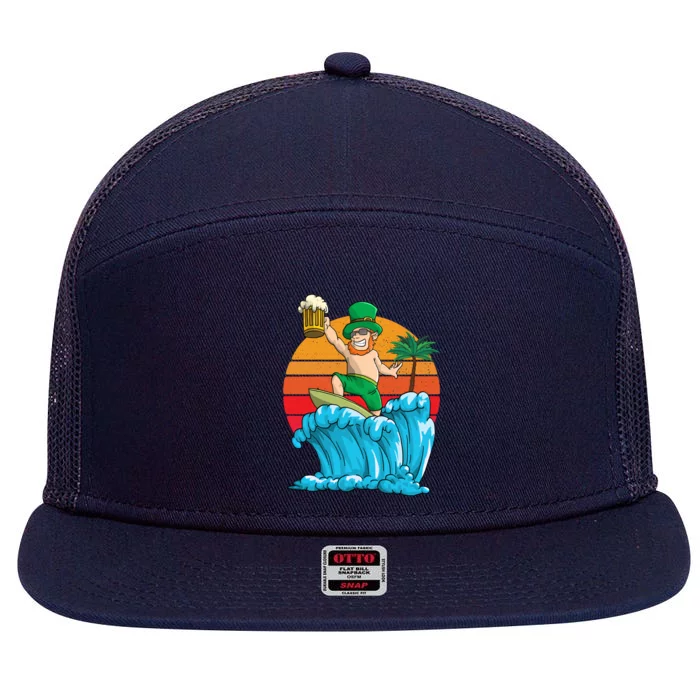 Kobold St Patricks Day Hawaiian Vintage Hawaii Surfing Gift 7 Panel Mesh Trucker Snapback Hat