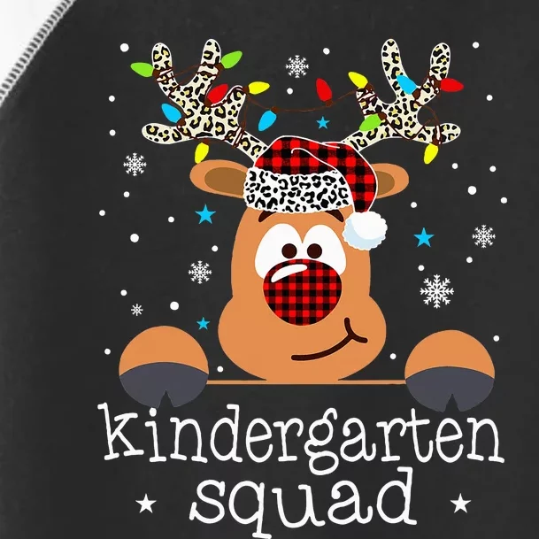 Kindergarten Squad Plaid Reindeer Santa Teacher Christmas Toddler Fine Jersey T-Shirt