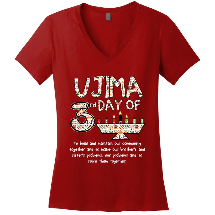 Kwanzaa Seven Principles Ujima 3 Rd Day Of Kwanzaa Women's V-Neck T-Shirt