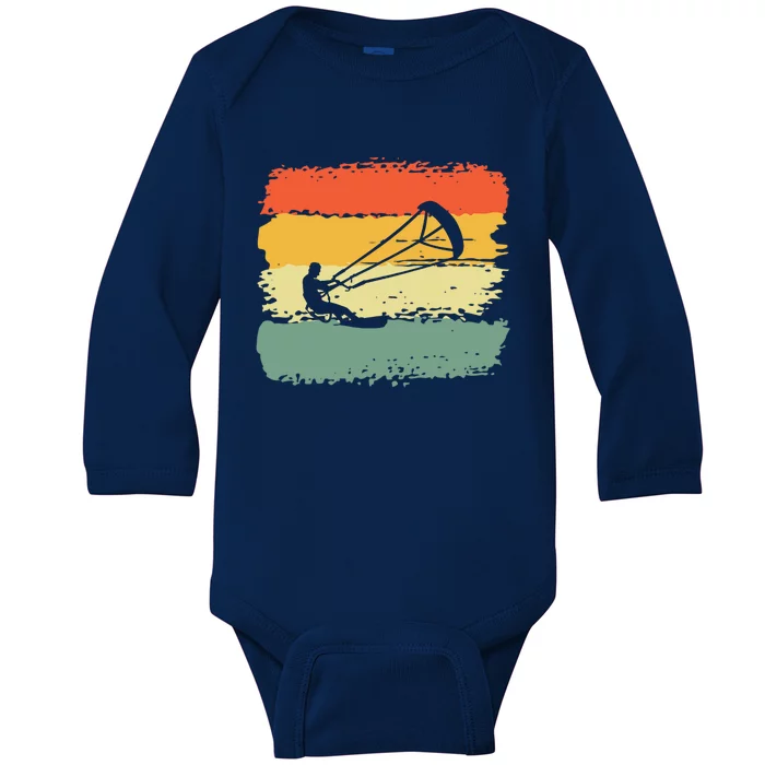 Kite Surfing Retro Vintage 70S 80S Style Cute Gift Baby Long Sleeve Bodysuit