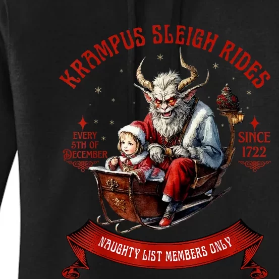 Krampus Sleigh Rides Merry Krampus Christmas Xmas Horror Women's Pullover Hoodie