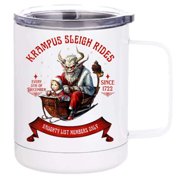 Krampus Sleigh Rides Merry Krampus Christmas Xmas Horror Front & Back 12oz Stainless Steel Tumbler Cup