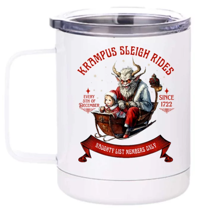 Krampus Sleigh Rides Merry Krampus Christmas Xmas Horror Front & Back 12oz Stainless Steel Tumbler Cup