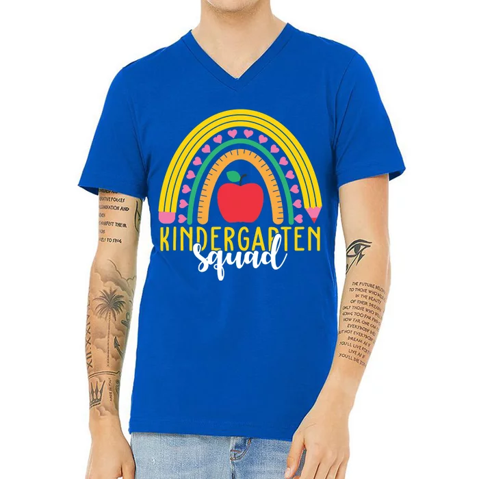 Kindergarten Squad Rainbow Education V-Neck T-Shirt