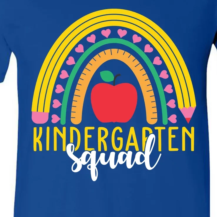 Kindergarten Squad Rainbow Education V-Neck T-Shirt