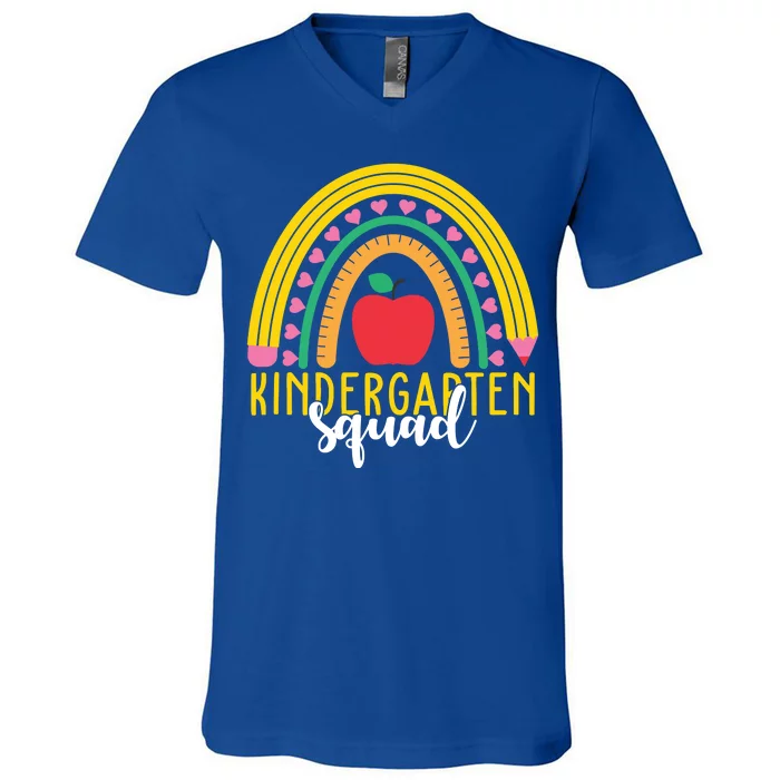 Kindergarten Squad Rainbow Education V-Neck T-Shirt